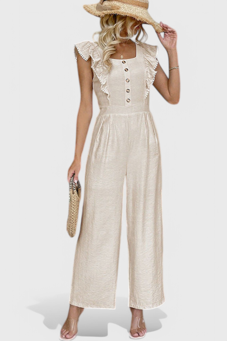 Amahle Mono de Lino con Mangas de Volante