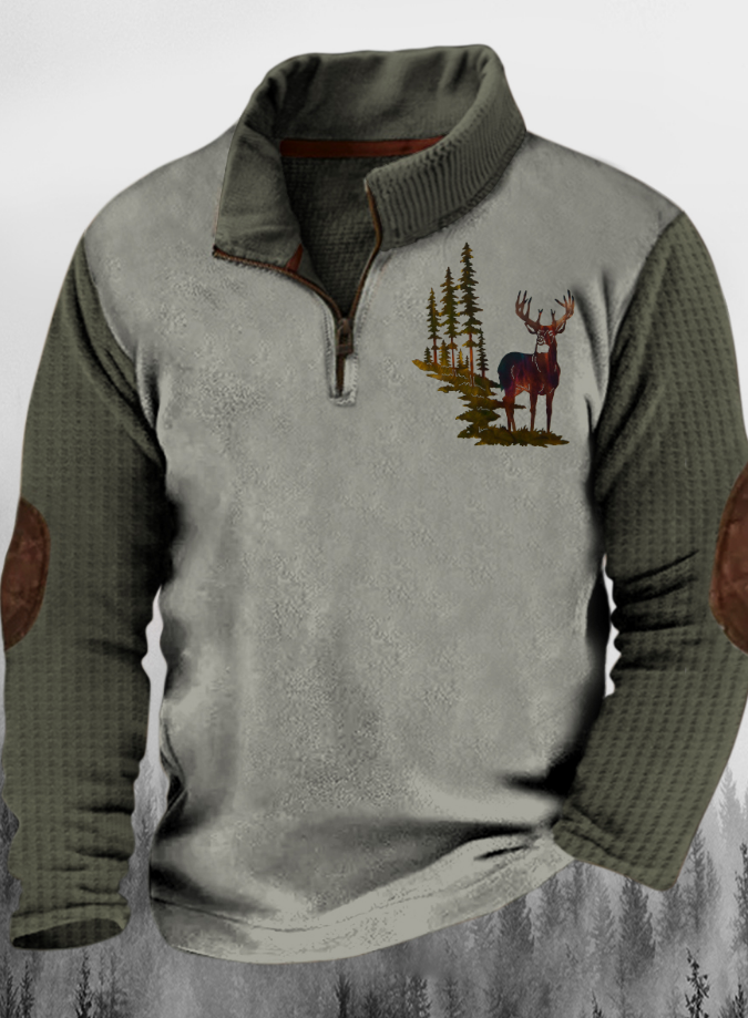 Mark | Suéter Outdoor Half-Zip con Ciervo