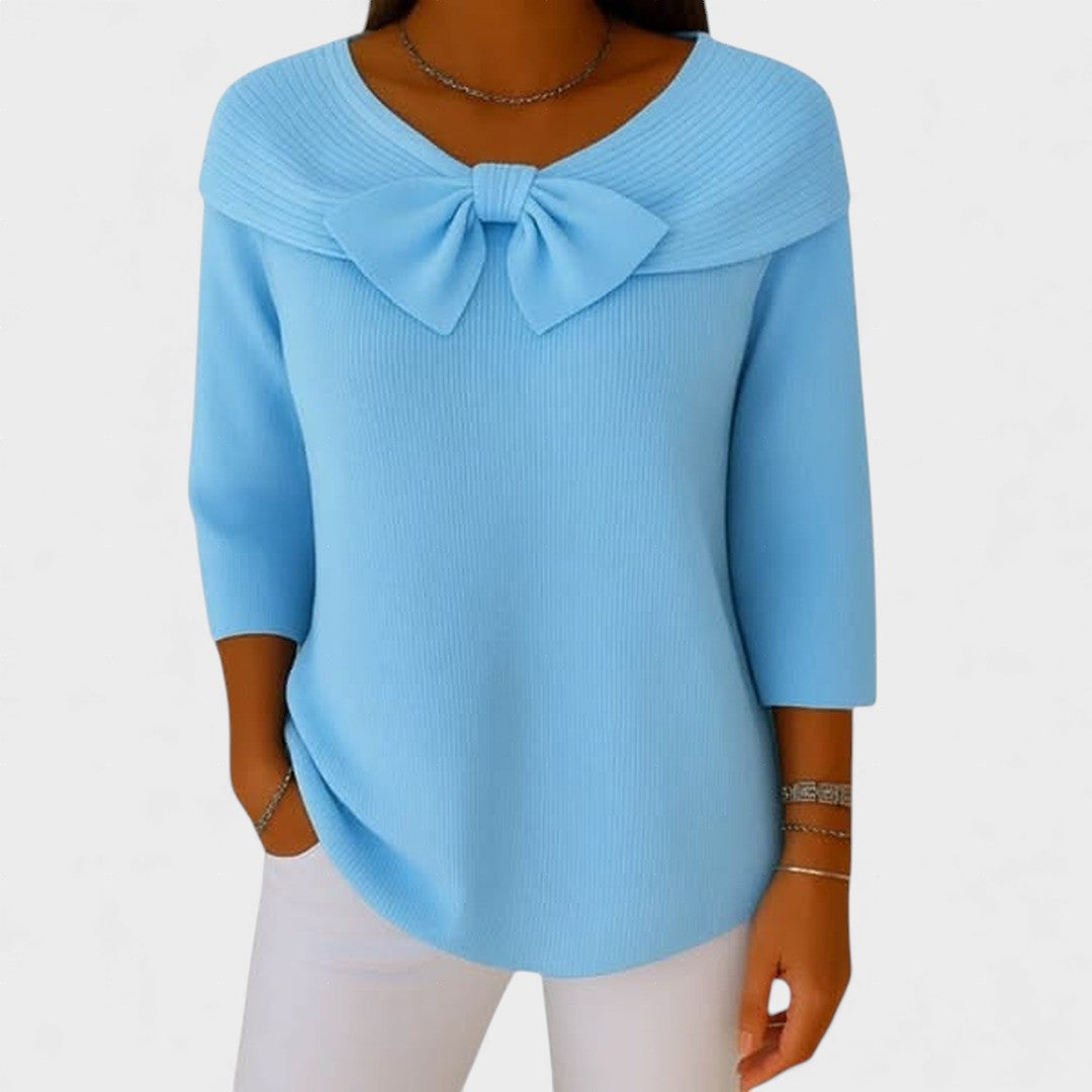 Selena – Suéter de Mujer con Lazo y Escote Redondo